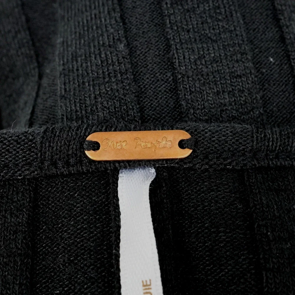 Free People Sweater Womens Medium Black Ribbed Knit Buttons Square Neck Y2K - Picture 11 of 15
